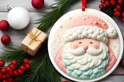 Pastel 3D Santa with Melting Edges Round Sublimation PNG Product Image 2