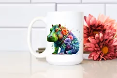 Vibrant Watercolor Hippo PNG Product Image 2