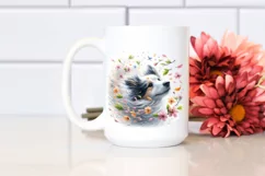 Cute Dog Tumbling with Spring Petals in the Wind | Clipart Product Image 2