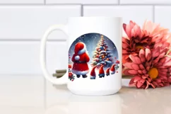 Vibrant Santa Gnomes Christmas Tree PNG Product Image 2
