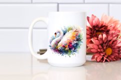 Abstract Watercolor Vibrant Swan Half Flowers Clipart Product Image 2
