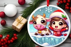 Round Christmas Ornament Sublimation|Clipart Product Image 1