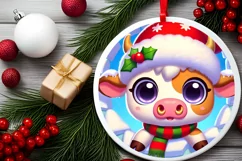 Round Christmas Ornament Sublimation|Clipart Product Image 1