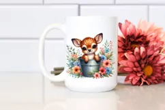 Smiling Baby Deer in Bucket | Sublimation | Clipart Product Image 2