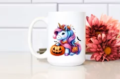 Vibrant Unicorn Halloween Pumpin Drawing | Clipart Product Image 2