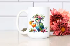 Young Parrot Enjoying Cocktail | Sublimation Clipart Product Image 2