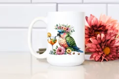 Young Parrot Enjoying Cocktail | Sublimation Clipart Product Image 2