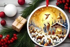 Round Christmas Ornament Sublimation|Clipart Product Image 1