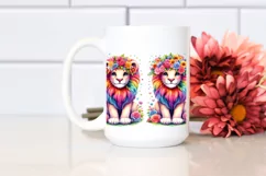 Cute Lion Vibrant Colors Watercolor | Clipart Product Image 2