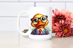 Vibrant Cute Duck Smiling Watercolor Clipart Product Image 2