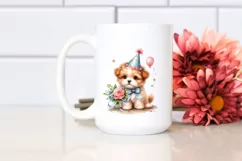 Cute Baby Dog with Party Hat PNG Product Image 2