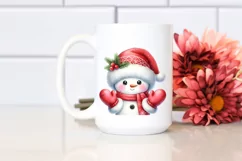 Snowman with Gloves and Santa Hat PNG Product Image 2