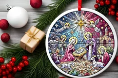 Round Christmas Ornament Sublimation|Clipart Product Image 1
