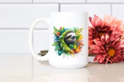 Vibrant Watercolor Sloth PNG Product Image 2