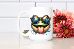 Funny Frog Portrait Watercolor Clipart Product Image 2