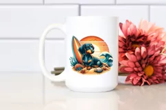 Watercolor Dachshund on Sunset Beach | Clipart Product Image 2