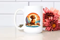 Watercolor Dachshund on Sunset Beach | Clipart Product Image 2