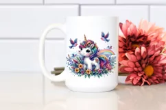 Artistic Baby Unicorn with Birds PNG Product Image 2