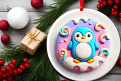 Round Christmas Ornament Sublimation|Clipart Product Image 1