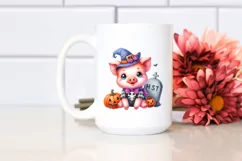 Whimsical Flowers, Baby Pig Halloween Clipart Product Image 2