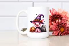Baby Pig Halloween Whimsical Flower Clipart Product Image 2