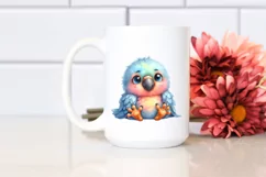 Funny Watercolor Baby Parrot Clipart Product Image 2