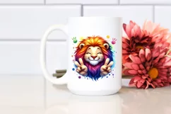 Vibrant Lion Victory Watercolor Clipart Product Image 2