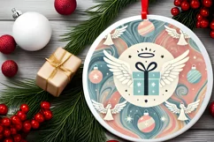 Round Christmas Ornament Sublimation|Clipart Product Image 1