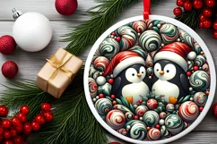 Round Christmas Ornament Sublimation|Clipart Product Image 2
