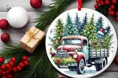 Round Christmas Ornament Sublimation|Clipart Product Image 1