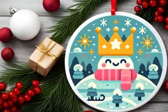 Round Christmas Ornament Sublimation|Clipart Product Image 1