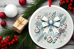 Round Christmas Ornament Sublimation|Clipart Product Image 1