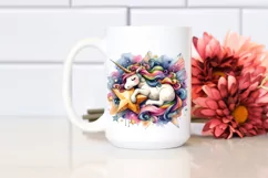 Artistic Baby Unicorn on Star PNG Product Image 2