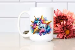 Artistic Baby Unicorn on Star PNG Product Image 2