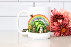 Cat House and Colorful Flowers | Sublimation | Clipart Product Image 2
