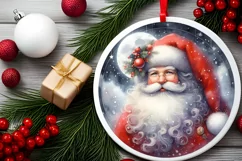 Winter Santa Round Sublimation PNG Product Image 2