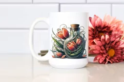 Abstract Bottle Large Tulip Watercolor Clipart Product Image 2