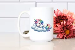 Colorful Baby Unicorn Napping PNG Product Image 2