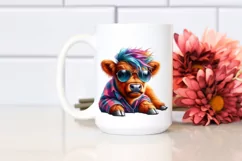 Baby Highland Cow Playing PNG Product Image 2