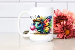 Colorful Butterfly with Chewing Gum | Quirky Style Clipart Product Image 2