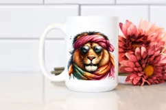 Cute Lion Portrait in Vibrant Watercolor | Funny Clipart Product Image 2