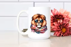 Cute Lion Portrait in Vibrant Watercolor | Funny Clipart Product Image 2