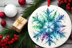 Snow Flake Christmas Round Cute Ornament Sublimation Product Image 1