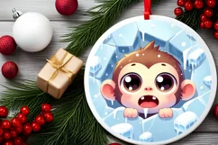 Round Christmas Ornament Sublimation|Clipart Product Image 2