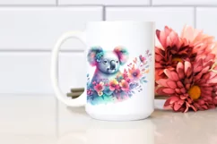 Vibrant Watercolor Koala Flowers, Clipart Product Image 2
