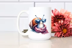 Funny Snail with Silk Scarf Watercolor Clipart Product Image 2