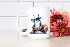 Funny Snail with Silk Scarf Watercolor Clipart Product Image 2