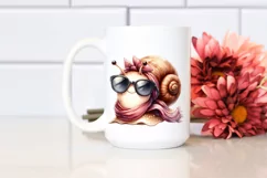 Funny Snail with Silk Scarf Watercolor Clipart Product Image 2