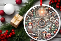 Round Christmas Ornament Sublimation|Clipart Product Image 2