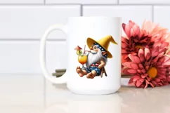 Gnome in Beach Wear Drinking Cocktail Digital Art Clipart Product Image 2